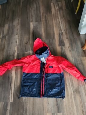 Gill Rain Coat Red And Navy Blue